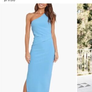 Petal & Pup Nadene Elegant One-Shoulder Blue Dress NWT size 12